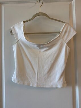 Maeve White Off-The-Shoulder Cropped Top